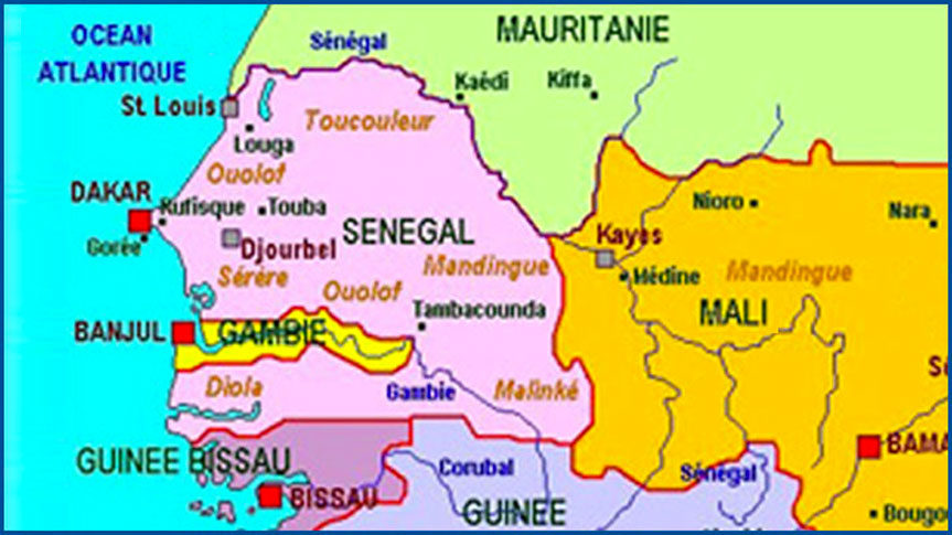 Carte du Sénégal et pays voisins