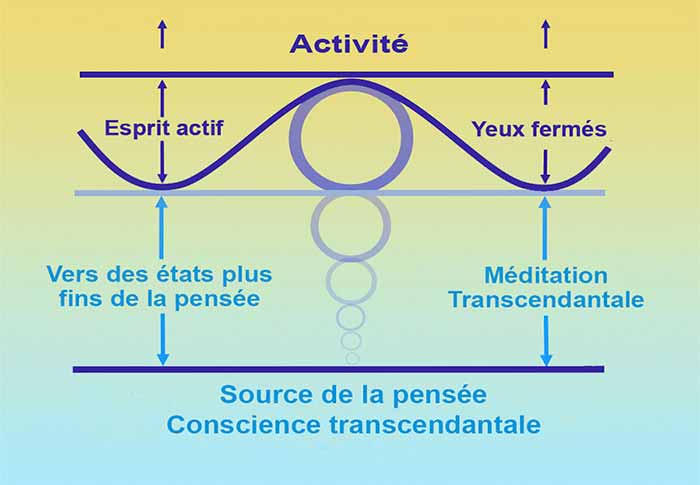 Schéma des différentes couches de l'esprit durant la Méditation Transcendantale